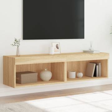 Stylish TV Cabinets with LED Lights - Sonoma Oak 2 pcs