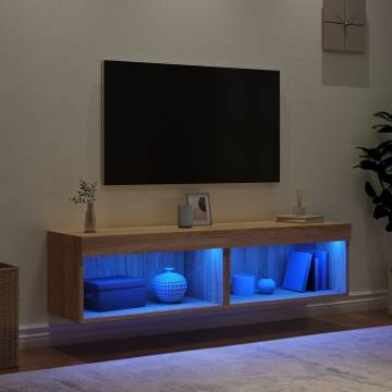 Stylish TV Cabinets with LED Lights - Sonoma Oak 2 pcs