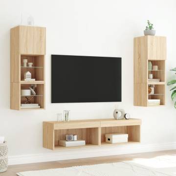 Stylish TV Cabinets with LED Lights - Sonoma Oak 2 pcs