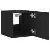 Stylish Black TV Wall Cabinet with LED Lights - 30.5x35x30 cm