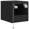 Stylish Black TV Wall Cabinet with LED Lights - 30.5x35x30 cm