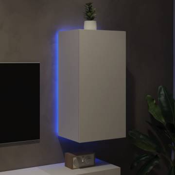 Modern TV Wall Cabinet with LED Lights - White 40.5x35x80 cm