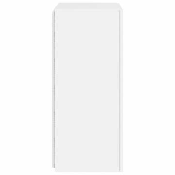 Modern TV Wall Cabinet with LED Lights - White 40.5x35x80 cm