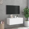 White TV Wall Cabinet with LED Lights - 80x35x31 cm