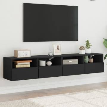 Stylish TV Wall Cabinets - 2 pcs Black - 80x30x30 cm