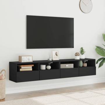 Stylish TV Wall Cabinets - 2 pcs Black - 80x30x30 cm