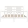 White Solid Wood Bed Frame with Headboard 160x200 cm