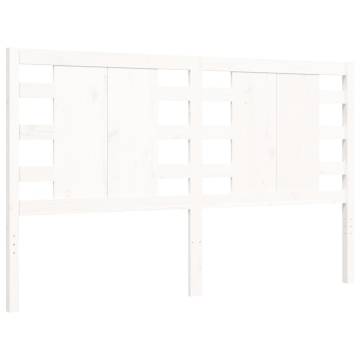 White Solid Wood Bed Frame with Headboard 160x200 cm