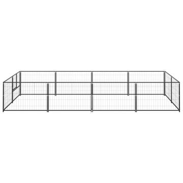 Black Steel Dog Kennel 8 m² - Durable Outdoor Pet Enclosure