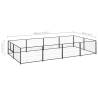 Black Steel Dog Kennel 8 m² - Durable Outdoor Pet Enclosure