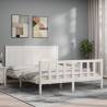 Bed Frame with Headboard White 160x200 cm Solid Wood Colour white Size 160 x 200 cm 