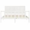 White Bed Frame with Headboard 160x200 cm - Solid Wood | HipoMarket