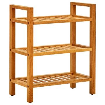 Solid Oak Shoe Rack with 3 Shelves - 50x27x60 cm