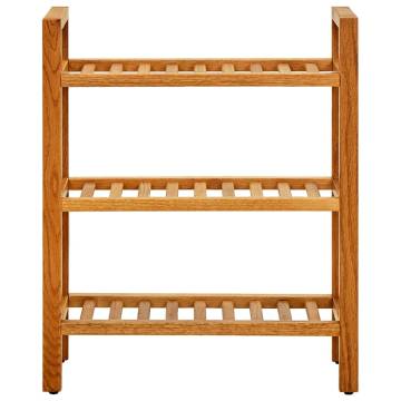 Solid Oak Shoe Rack with 3 Shelves - 50x27x60 cm