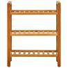 Solid Oak Shoe Rack with 3 Shelves - 50x27x60 cm