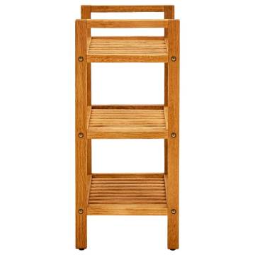 Solid Oak Shoe Rack with 3 Shelves - 50x27x60 cm