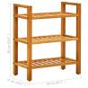 Solid Oak Shoe Rack with 3 Shelves - 50x27x60 cm