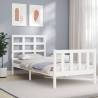 Bed Frame with Headboard White 100x200 cm Solid Wood Colour white Size 100 x 200 cm 