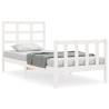 White Bed Frame with Headboard - Solid Pine Wood 100x200 cm