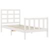 White Bed Frame with Headboard - Solid Pine Wood 100x200 cm