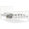 White Single Bed Frame with Headboard - Solid Pine Wood 90x190 cm