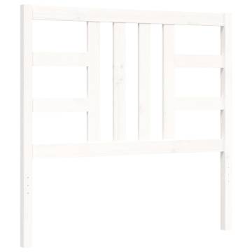 White Single Bed Frame with Headboard - Solid Pine Wood 90x190 cm