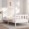 Bed Frame with Headboard White Single Solid Wood Colour white Size 90 x 190 cm 