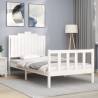 Bed Frame with Headboard White 100x200 cm Solid Wood Colour white Size 100 x 200 cm 