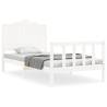 White Bed Frame with Headboard - 100x200 cm Solid Wood