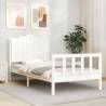 White Bed Frame with Headboard - 100x200 cm Solid Wood