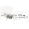 White Bed Frame with Headboard - 100x200 cm Solid Wood