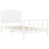 White Bed Frame with Headboard - 100x200 cm Solid Wood