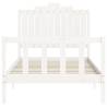 White Bed Frame with Headboard - 100x200 cm Solid Wood