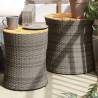 Garden Side Tables 2 pcs with Wooden Top Grey Poly Rattan Colour grey Quantity in Package 1 Shape full weaving 