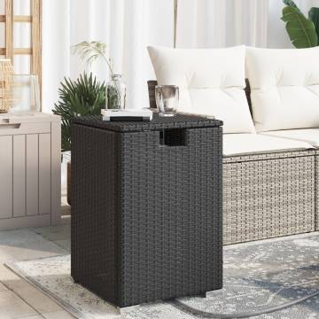 Black Propane Tank Cover Table - 40x40x60 cm Poly Rattan