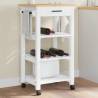 Kitchen Trolley MONZA 48x40x90 cm Solid Wood Pine Colour white Size 48 x 40 x 90 cm 