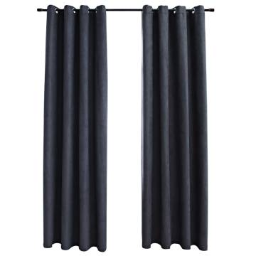 Elegant Blackout Curtains with Metal Rings - Anthracite 140x245 cm