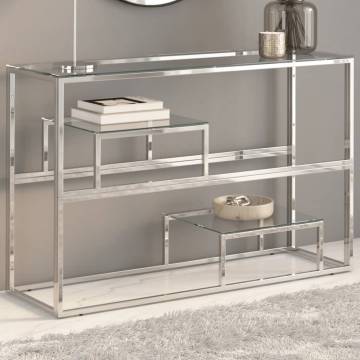 Stylish Silver Console Table | Stainless Steel & Glass