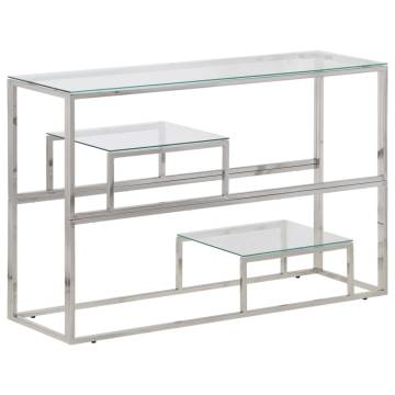 Stylish Silver Console Table | Stainless Steel & Glass