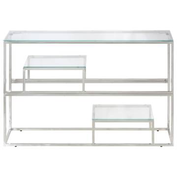 Stylish Silver Console Table | Stainless Steel & Glass