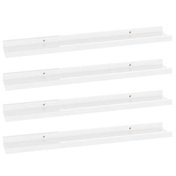 Stylish High Gloss White Wall Shelves - 4 pcs