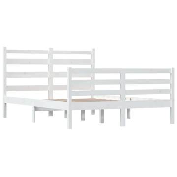 Solid Wood Pine Bed Frame 140x200 cm - Elegant White Design