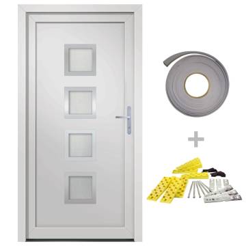 Front Door White 108x200 cm PVC | Enhance Your Home's Security