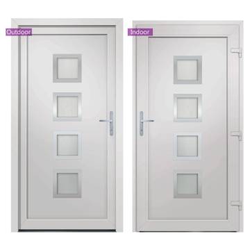 Front Door White 108x200 cm PVC | Enhance Your Home's Security