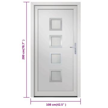 Front Door White 108x200 cm PVC | Enhance Your Home's Security