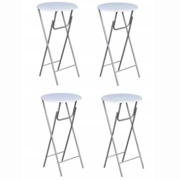 Bar Tables 4 Pcs with MDF Tabletop - Space-Saving White Design