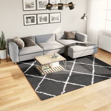 Shaggy Rug High Pile Black and Cream 240x240 cm - Hipo Market