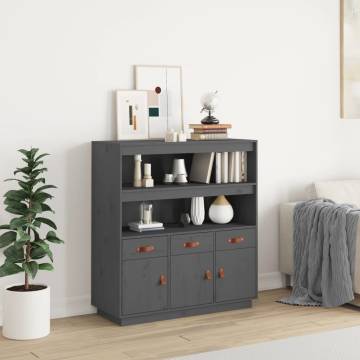 Highboard Grey 100x40x108.5 cm | Solid Pine Wood Storage