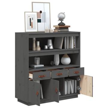 Highboard Grey 100x40x108.5 cm | Solid Pine Wood Storage