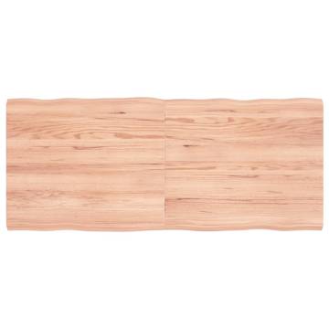 Live Edge Table Top - Light Brown Solid Oak Wood - 140x60cm